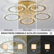 NEW 5-Ring Crystal LED Chandelier Gold Flush Mount Light Dimmable