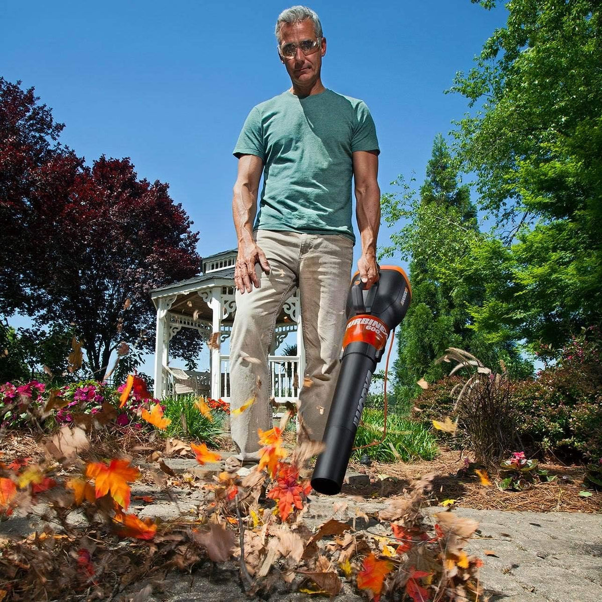 NEW/OPEN BOX WORX WG520 12 Amp Turbine 600 Electric Leaf Blower 600 CFM 110 MPH Airflow, 2-Speed Control for Daily Yard Debris Clearing, Corded