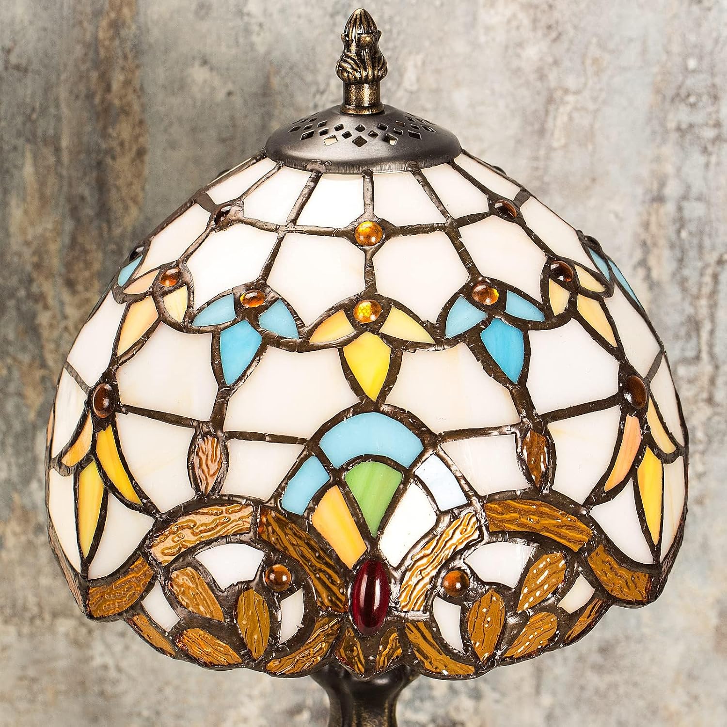New Miaoke 8'' Stained Glass Lamp Crystal Bead Table Lamp