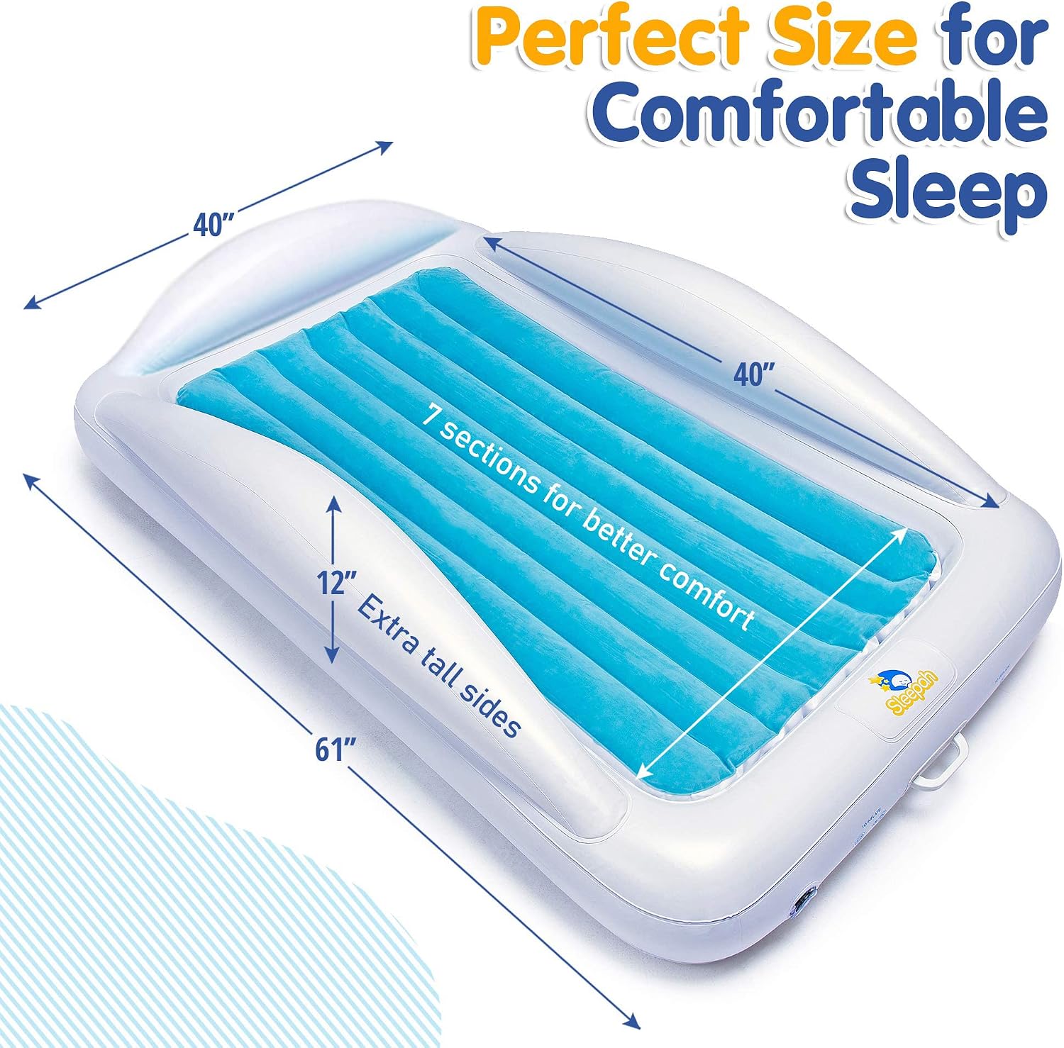 Sleepah Inflatable Toddler Travel Bed  Inflatable  Portable Bed Air Mattress Set