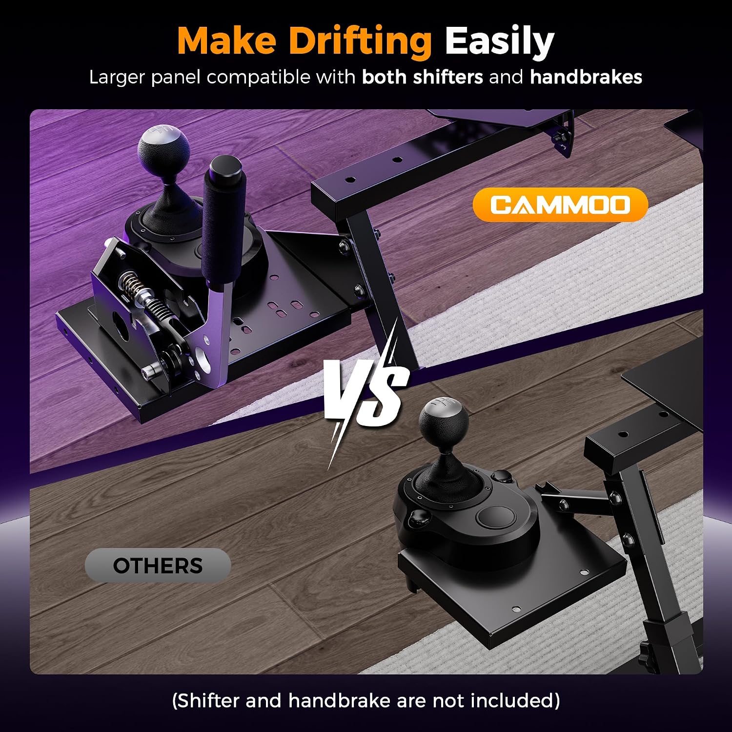 CAMMOO High Compatible Racing Wheel Stand Fits Handbrake, with Cup Holder