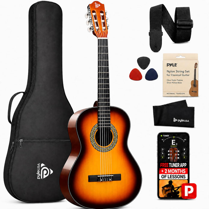 USED/LIKE NEW Pyle Beginner 36” Classical Acoustic Guitar - 3/4 Compact Size 6 String Linden Wood Guitar w/Gig Bag