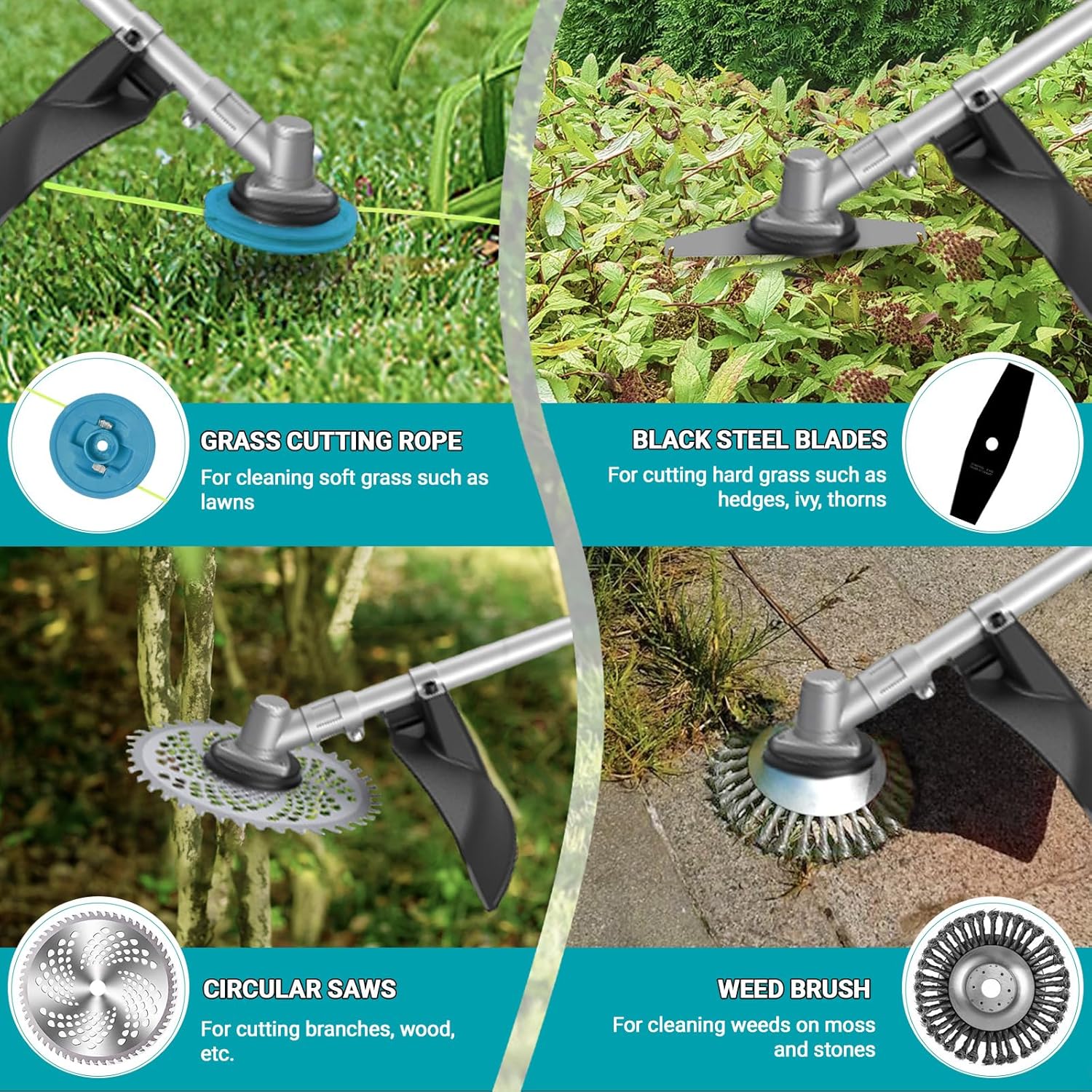 Electric Weed Wacker, 4-in-1 Weed Eater Battery Powered, Cordless Grass Trimmer
