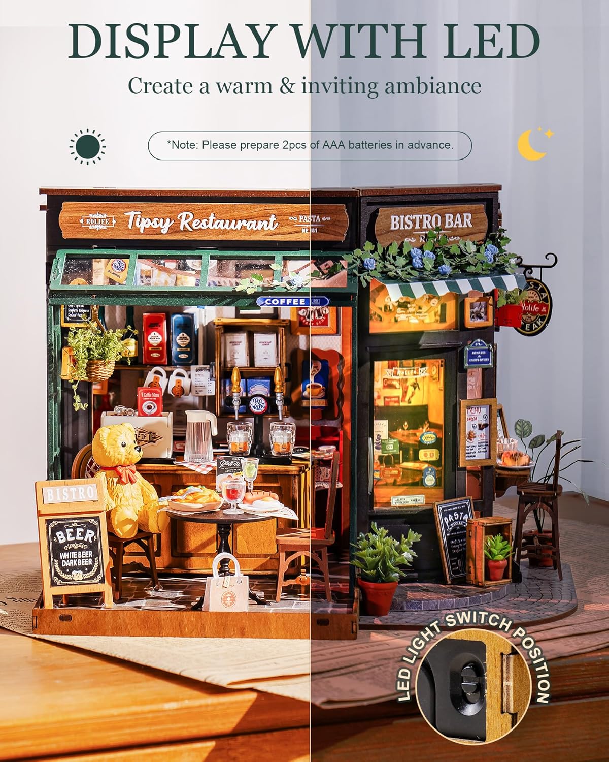 Rolife DIY Miniature House Kit Tipsy Restaurant (DG167) Dollhouse Kit