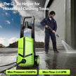 NEW GREENER Electric Pressure Washer, 2500PSI, 4 Quick Nozzles, 2.4GPM, 23FT Outlet Hose, 9FT Power Cord, Power Washer Electric Powered -Green