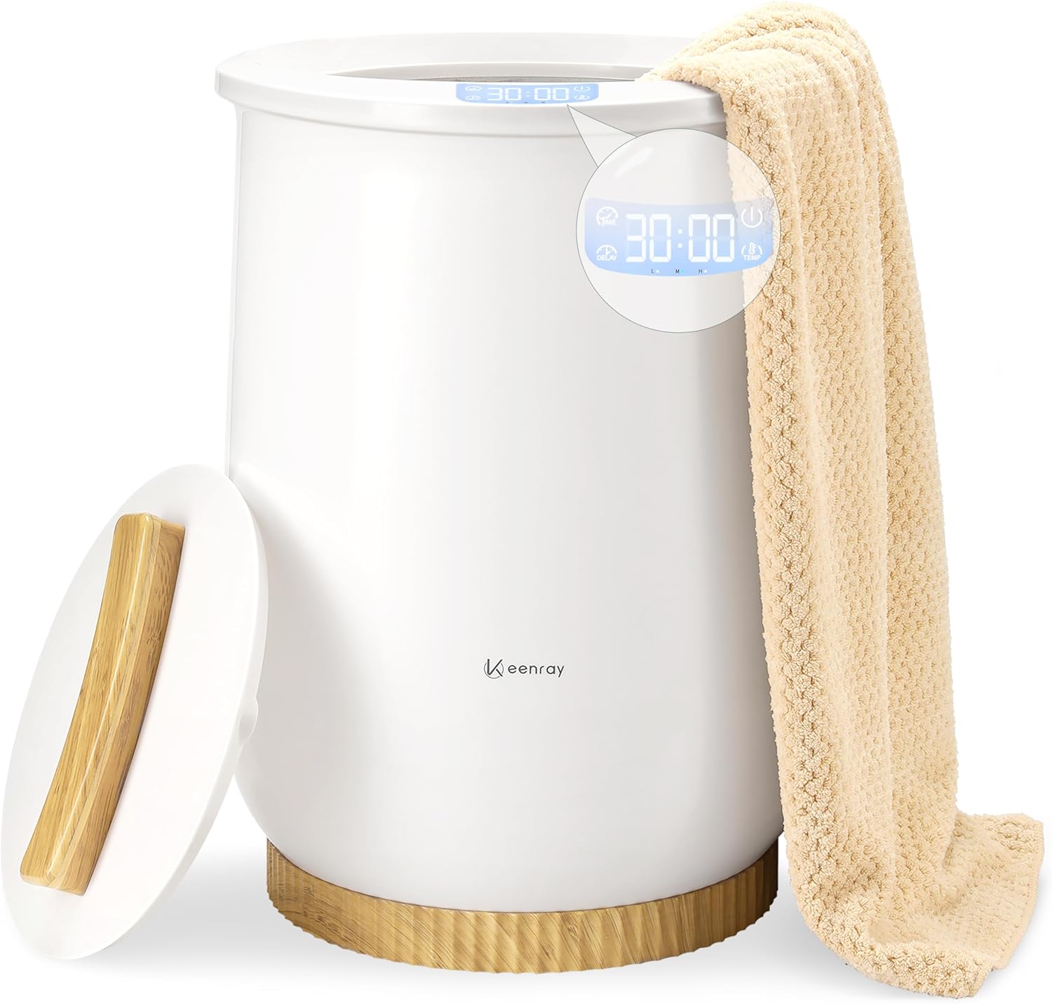 OPEN BOX Keenray Upgraded Towel Warmer Bucket CL1 PLUS, Large Towel Warmer- White