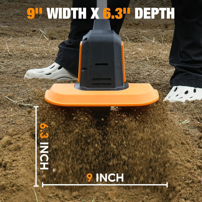 USED SOARFLY Cordless Tiller Cultivator for Gardening, Dual 2.0Ah Batteries -TC-01