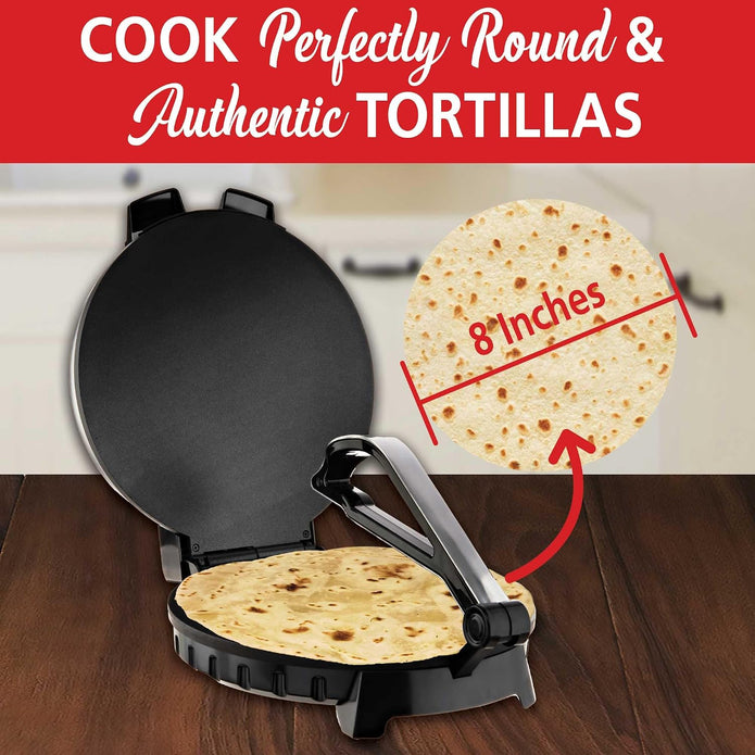 OPEN BOX Brentwood TS-127 Stainless Steel Non-Stick Electric Tortilla Maker, 8 inch, Silver
