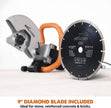 Evolution Power Tools R230DCT - 9 in Concrete Saw (Circular Saw, Angle Grinder) - 15A Motor, No Gas - Incl Diamond Masonry Blade