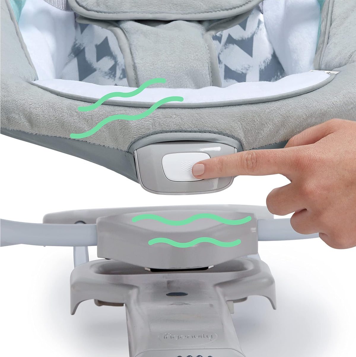 LIKE NEW Ingenuity ConvertMe 2-in-1 Compact Portable Automatic Baby Swing & Infant Seat, Battery-Powered Vibrations, Nature Sounds, 0-9 Months 6-20 lbs