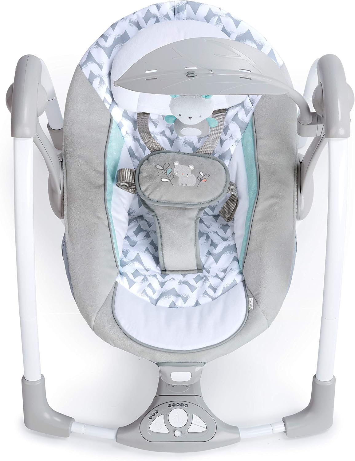 LIKE NEW Ingenuity ConvertMe 2-in-1 Compact Portable Automatic Baby Swing & Infant Seat, Battery-Powered Vibrations, Nature Sounds, 0-9 Months 6-20 lbs
