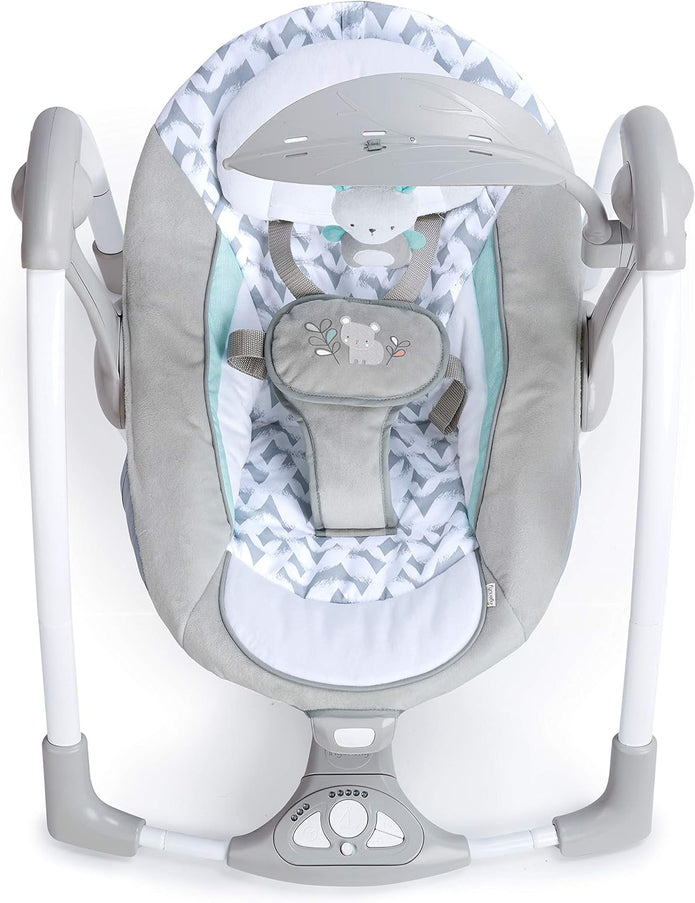 LIKE NEW Ingenuity ConvertMe 2-in-1 Compact Portable Automatic Baby Swing & Infant Seat, Battery-Powered Vibrations, Nature Sounds, 0-9 Months 6-20 lbs