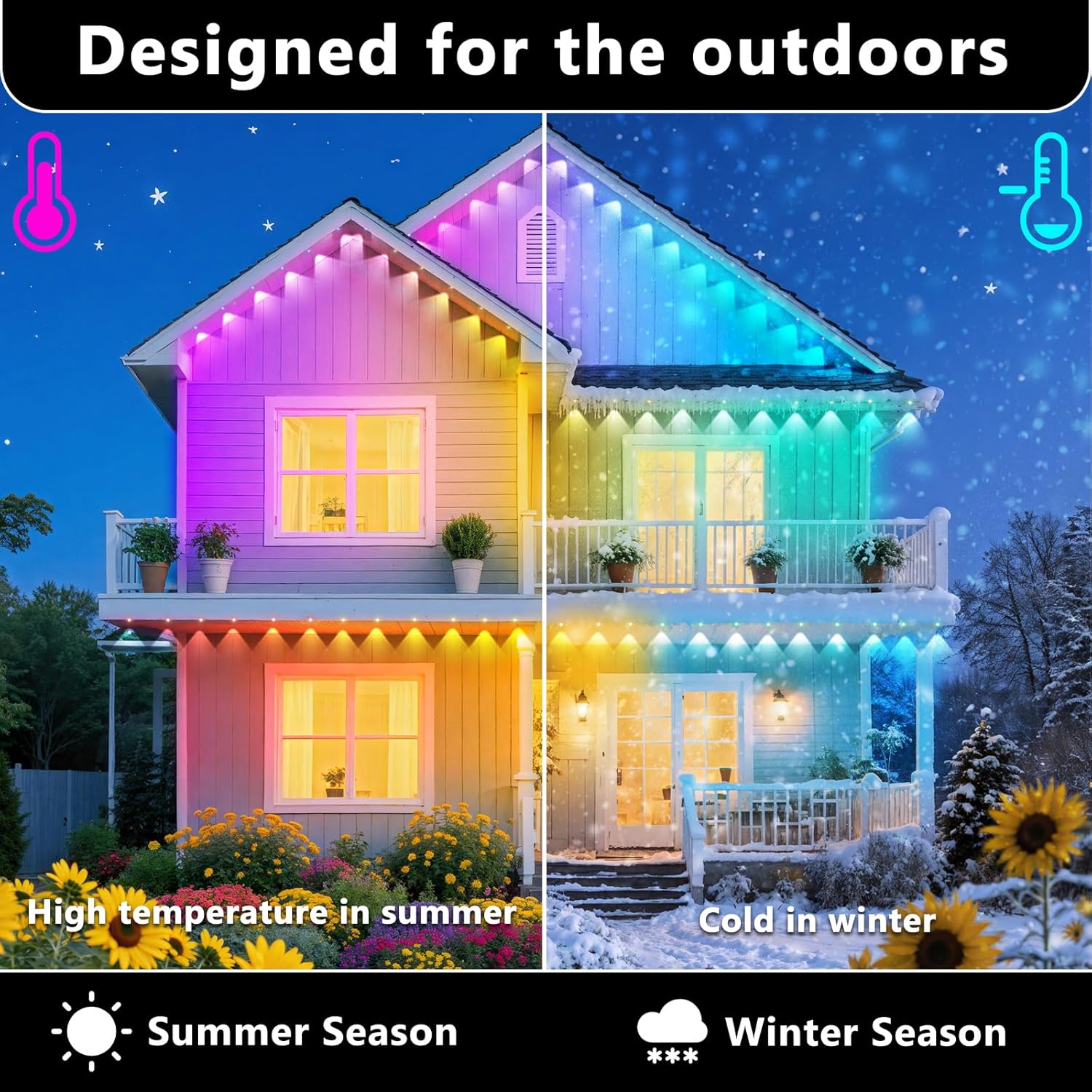 SINLEY Led RGB Eaves Lights 500Ft/150M with App Control Remote, Permanent Outdoor Lights