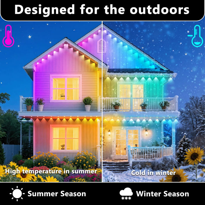 SINLEY Led RGB Eaves Lights 500Ft/150M with App Control Remote, Permanent Outdoor Lights