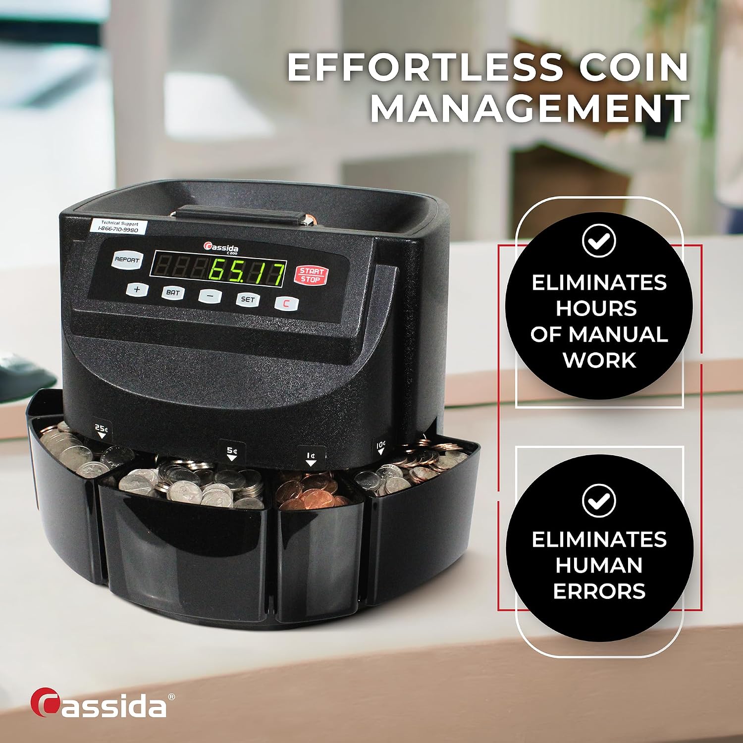 USED/LIKE NEW Cassida Corporation Canadian Coin Counter, Coin Sorter, Coin Wrapper(C200CAD)