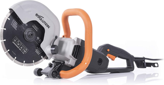 Evolution Power Tools R230DCT - 9 in Concrete Saw (Circular Saw, Angle Grinder) - 15A Motor, No Gas - Incl Diamond Masonry Blade