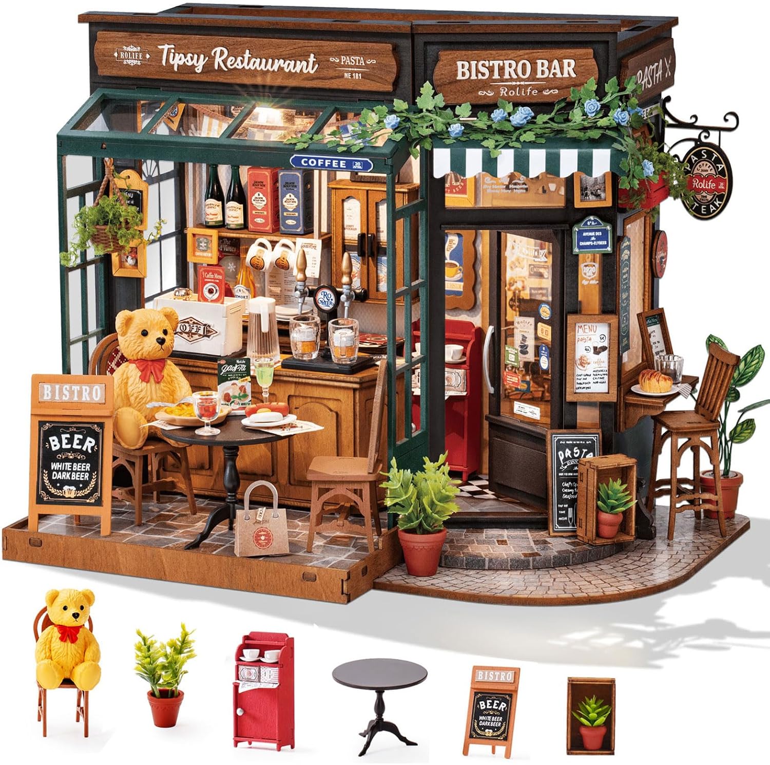 Rolife DIY Miniature House Kit Tipsy Restaurant (DG167) Dollhouse Kit