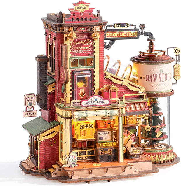 ROKR 3D Puzzle for Adults Christmas Style Dream Gift Factory Wooden Model Kit (EAB01)