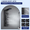 DEMO/UNUSED ROVATE 6-in-1 LED Rainfall Mist Shower Panel Tower System, Matte Black-RVT9061-B2