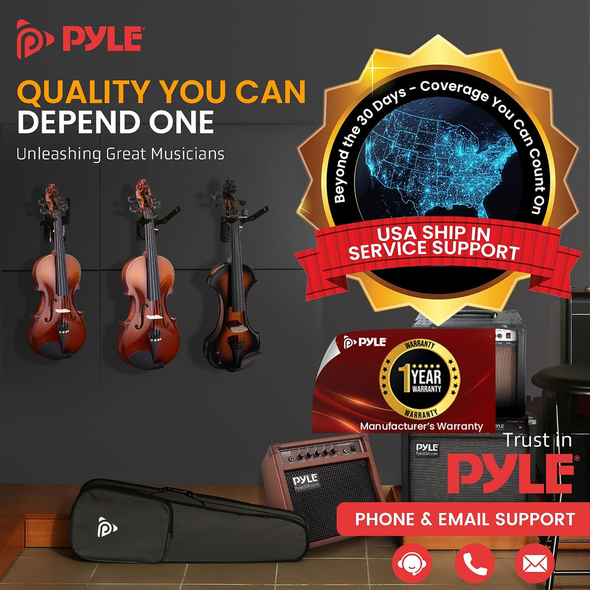 USED/LIKE NEW Pyle 1/2 Size Beginner Violin Starter Kit, Violin Starter Package with Travel Case & Bow, Extra Strings, Digital Tuner, Shoulder Rest & Cleaning Cloth