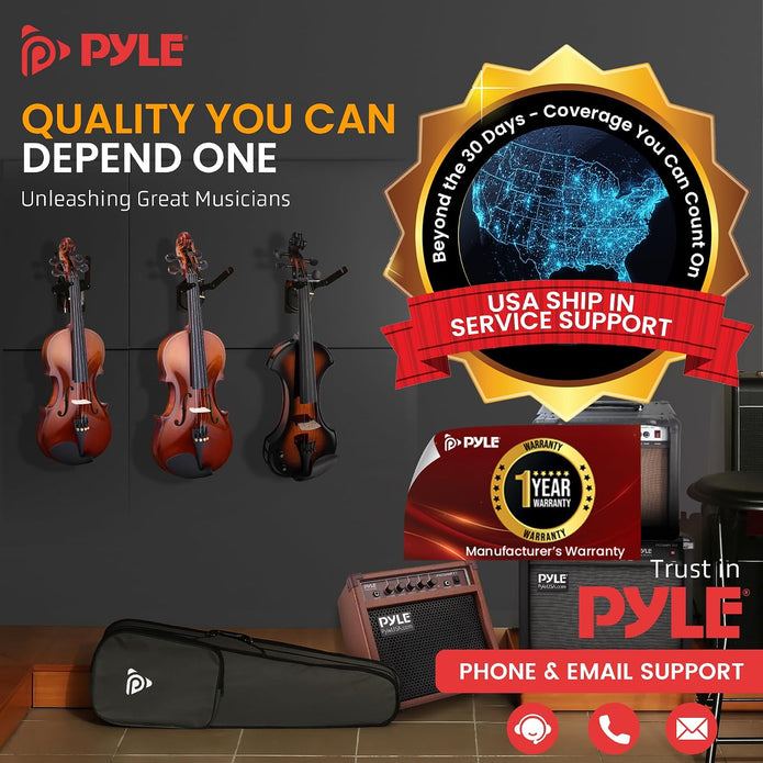 USED/LIKE NEW Pyle 1/2 Size Beginner Violin Starter Kit, Violin Starter Package with Travel Case & Bow, Extra Strings, Digital Tuner, Shoulder Rest & Cleaning Cloth