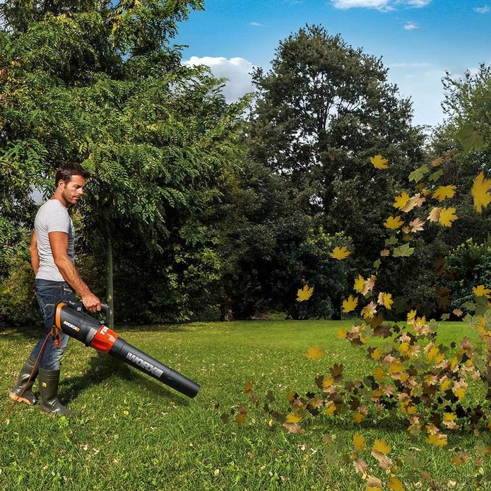 NEW/OPEN BOX WORX WG520 12 Amp Turbine 600 Electric Leaf Blower 600 CFM 110 MPH Airflow, 2-Speed Control for Daily Yard Debris Clearing, Corded