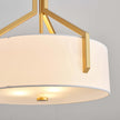 NEW/OPEN BOX  GlowEasely Mid-Century Round Fabric Chandeliers, 3-Light White Textured Linen Shade