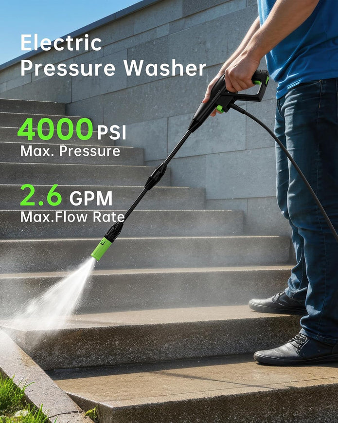 USED/LIKE NEW PATOOLIO Pressure Washer,1600W , 4000PSI 2.6 GPM Max Power Washer with Foam Cannon 23FT Hose-W6