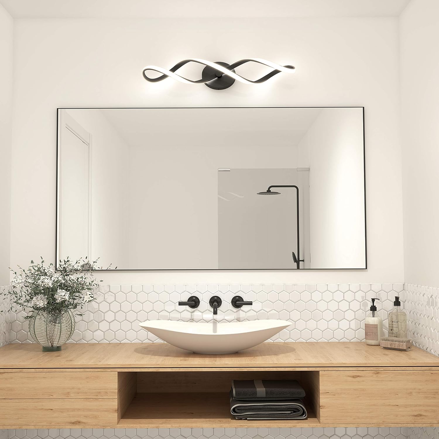 New/Open box Artika Swirl 27W LED Modern Vanity Light Fixture, Matte Black