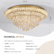 OPEN BOX 24 Inch Modern Crystal Chandeliers  Ceiling Light Flush Mount With Remote