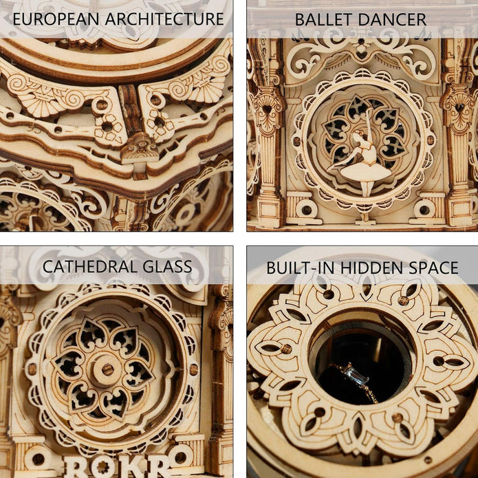 ROKR 3D Wooden Puzzles Delicate Music Box, DIY Mechanical Model Kits AMK52