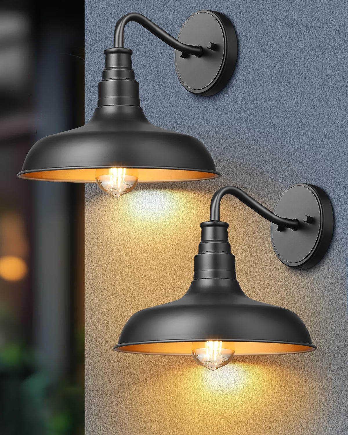 NEW/OPEN BOX DEWENWILS 2 Pack Gooseneck Barn Outdoor Wall Light -HOWL02D