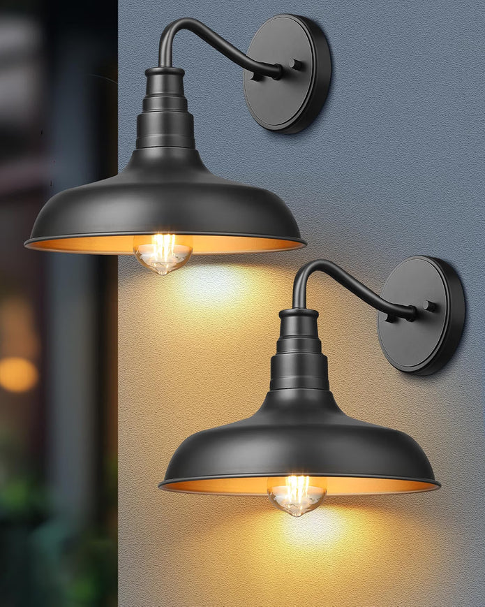 NEW/OPEN BOX DEWENWILS 2 Pack Gooseneck Barn Outdoor Wall Light -HOWL02D