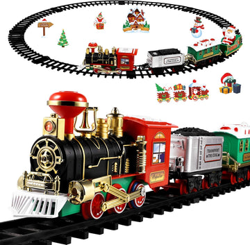 TOYANDONA Christmas Train Set Mini Model Train Toy with Sound and Light Battery Powered Kids Toy