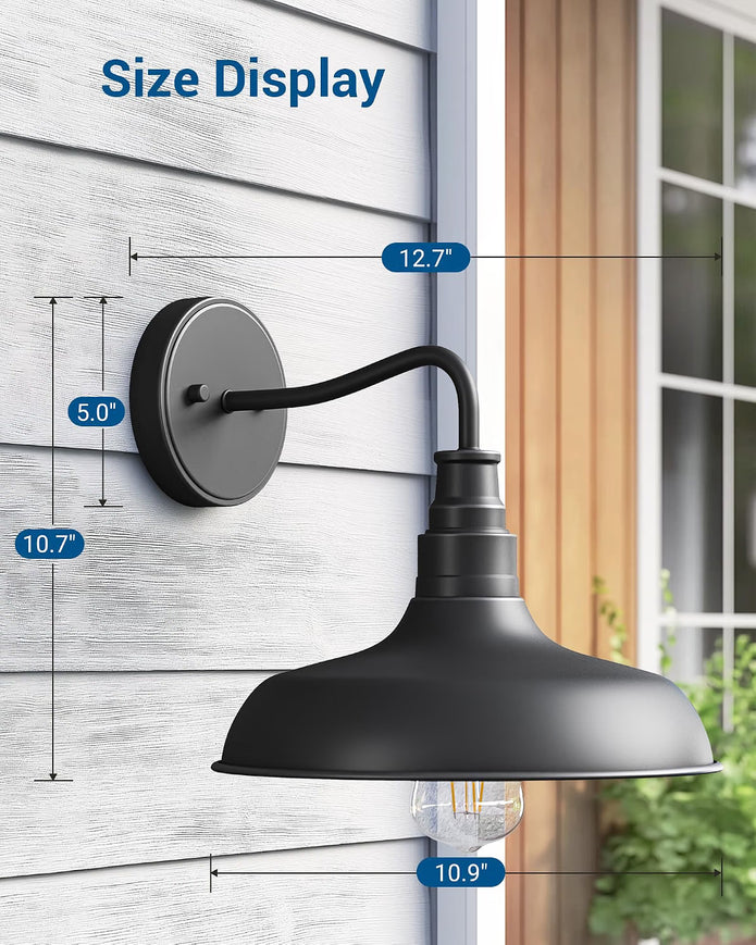 NEW/OPEN BOX DEWENWILS 2 Pack Gooseneck Barn Outdoor Wall Light -HOWL02D