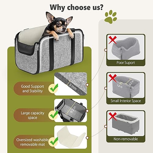 18 lbs Large Dog Car Seat Pet Center Console (Width 9in) Seat Puppy Cat Travel Portable Booster