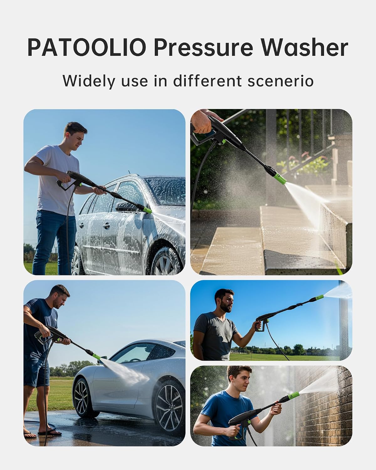 USED/LIKE NEW PATOOLIO Pressure Washer,1600W , 4000PSI 2.6 GPM Max Power Washer with Foam Cannon 23FT Hose-W6