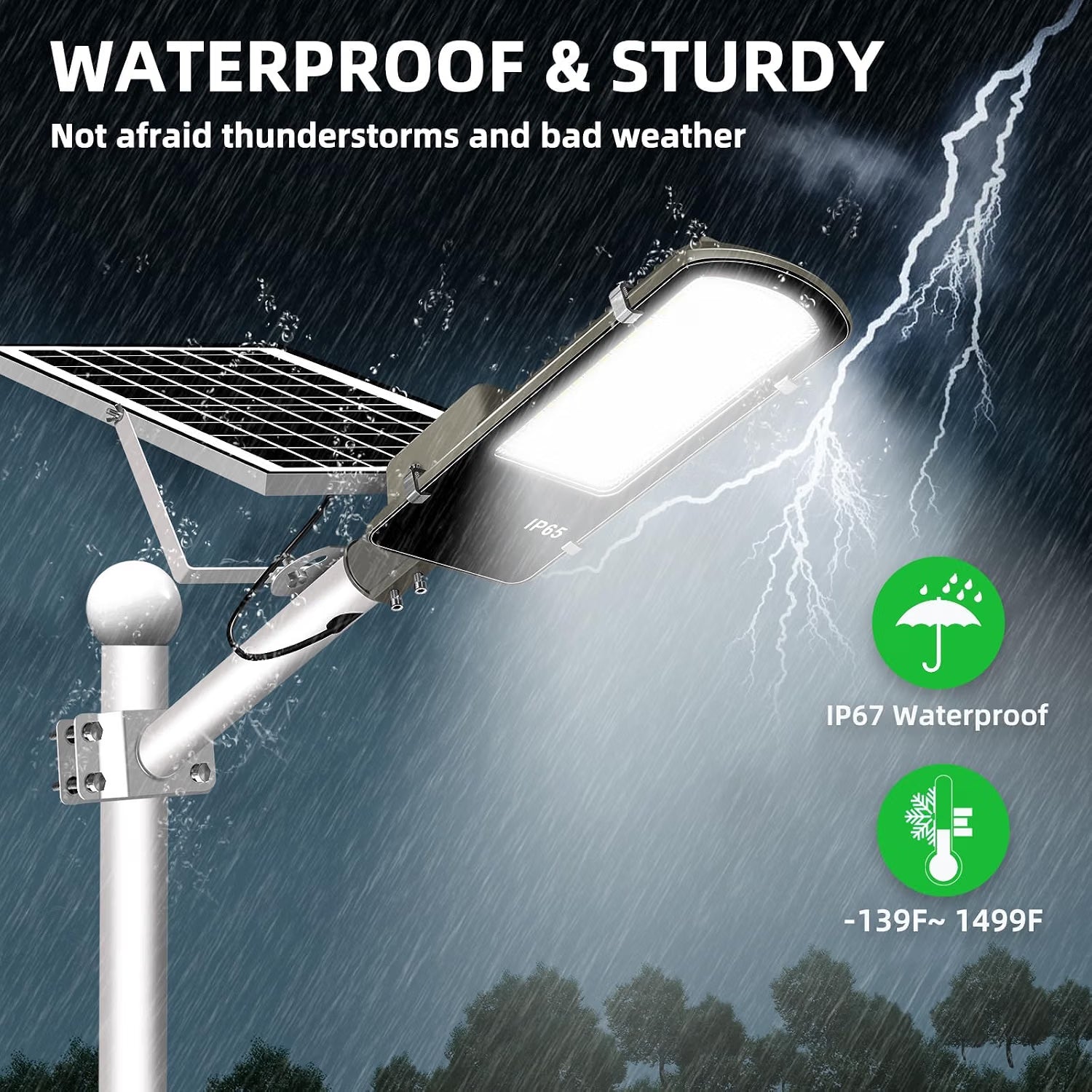 New Baiston Solar Street Lights Outdoor：2 Pack, 6000LM High Brightness LED-BAISTON-JD-2