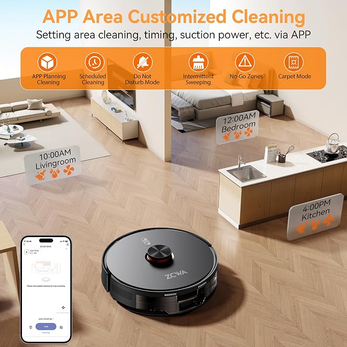 New/OPEN BOX ZCWA D15S MAX Robot Vacuum and Mop Combo