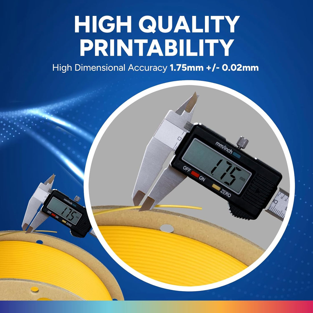 OVERTURE PLA Professional Filament 1.75mm, Stronger /More Durable, Professional Toughness 3D Printer Filament 1kg (2.2lbs), High Precision +/- 0.02mm (Yellow)