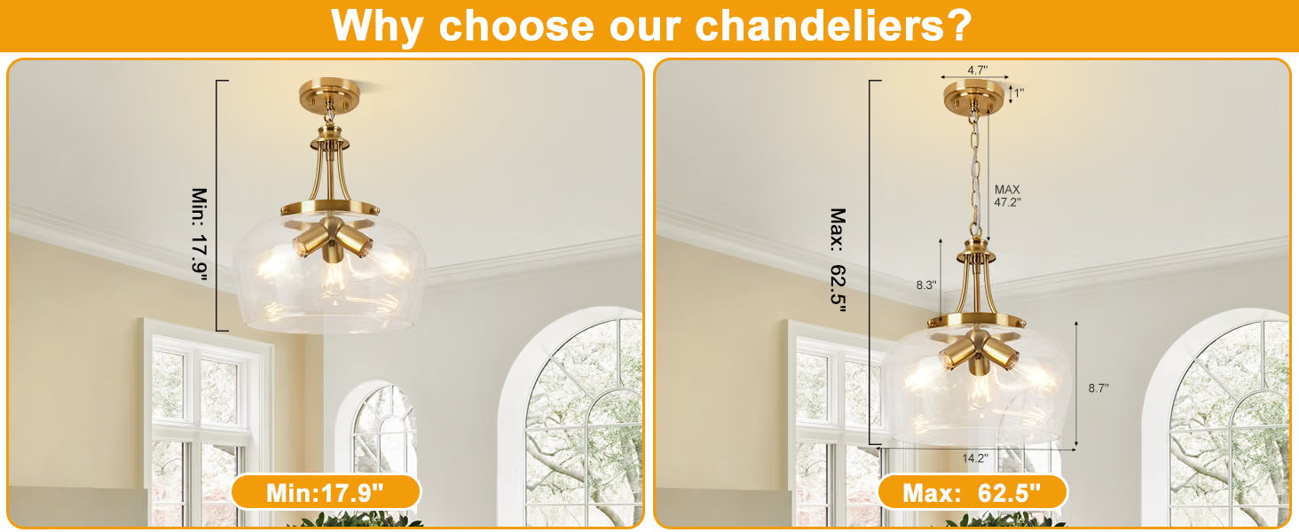 NEW UnicozoHome Modern Pendant Lights Kitchen Island, 3-Light Brushed Gold Pendant with 14.2
