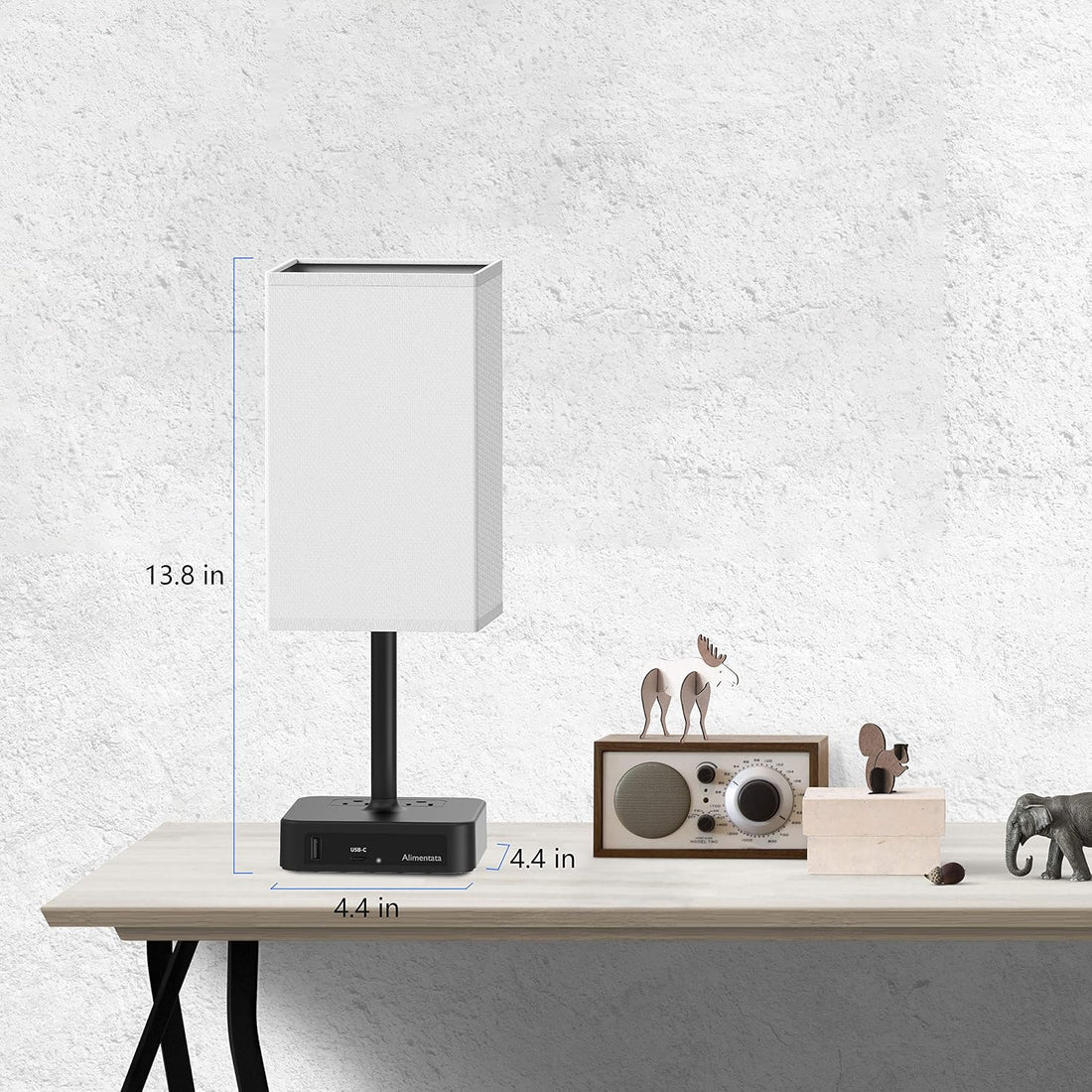 Alimentata Bedside Table Lamp with Touch Control USB C+A Charging Ports LED Desk Lamp