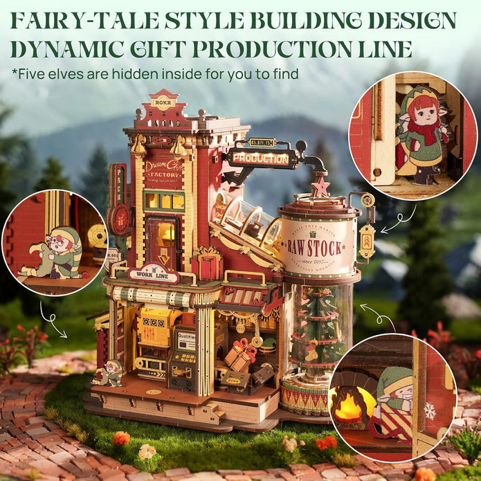 ROKR 3D Puzzle for Adults Christmas Style Dream Gift Factory Wooden Model Kit (EAB01)