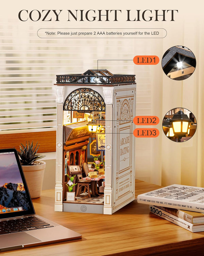 Rolife DIY Book Nook Wonderland Miniature Dollhouse Arcade Dating Kit 3D Wooden Puzzle TGB10
