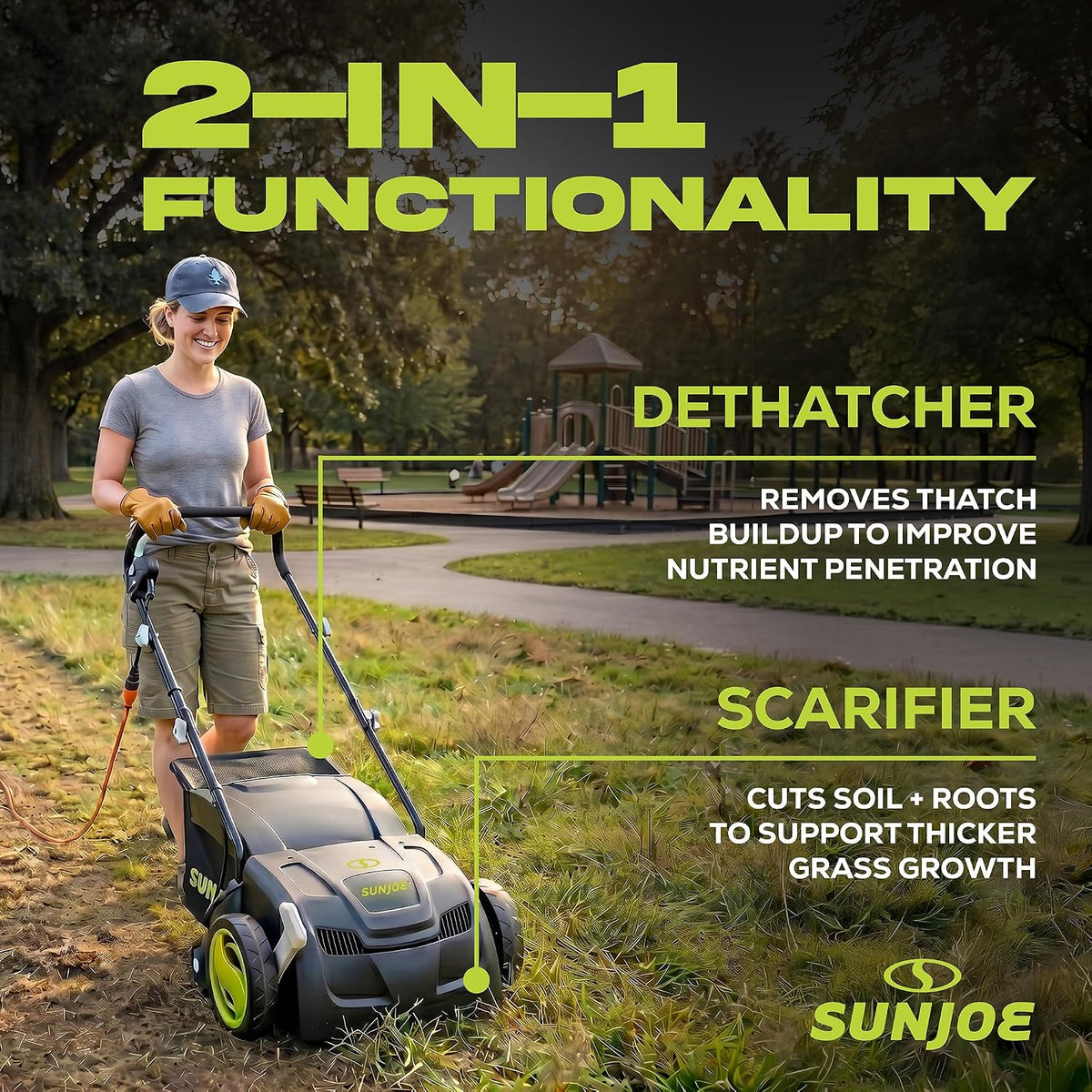 Sun Joe Electric Dethatcher  Scarifier, Corded, with 8-Gal Bag, AJ801E 12.6-Inch Cutting Width, 12-Amp Motor