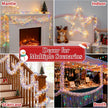 Christmas Garland with Lights, 2 Pack 6.5FT Iridescent Tinsel Garlands Battery Operated, Shiny Streamers Garland New Year Decorations