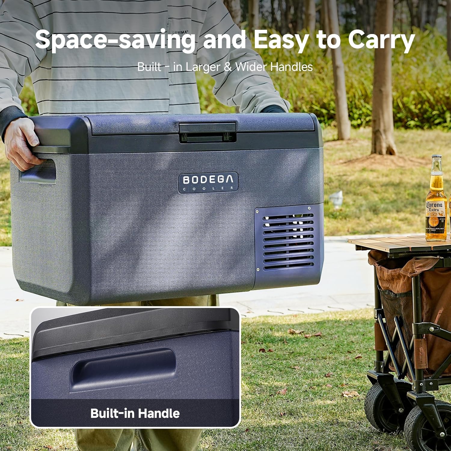 NEW/OPEN BOX BODEGACOOLER 12 Volt Car Refrigerator, 42QT(40L) -MCD40D Waterproof Electric Cooler
