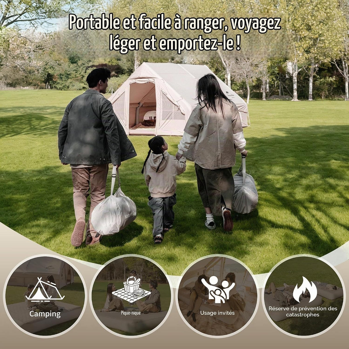 Naturehike Inflatable Mattress with Matte Surface and Built-in Pump 205 x 155 x 30 cm (for 2 People)