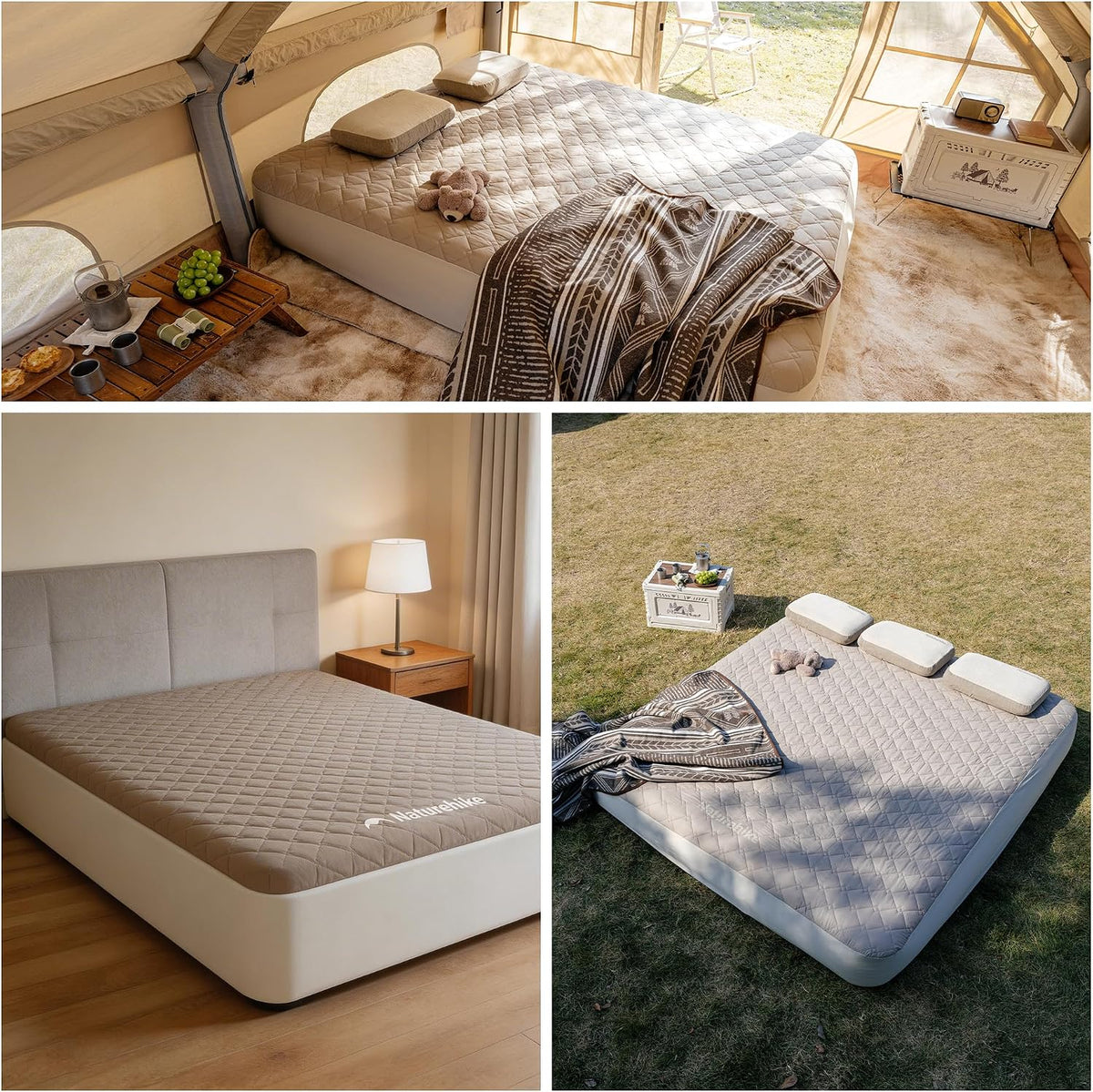 Naturehike Inflatable Mattress with Matte Surface and Built-in Pump 205 x 155 x 30 cm (for 2 People)