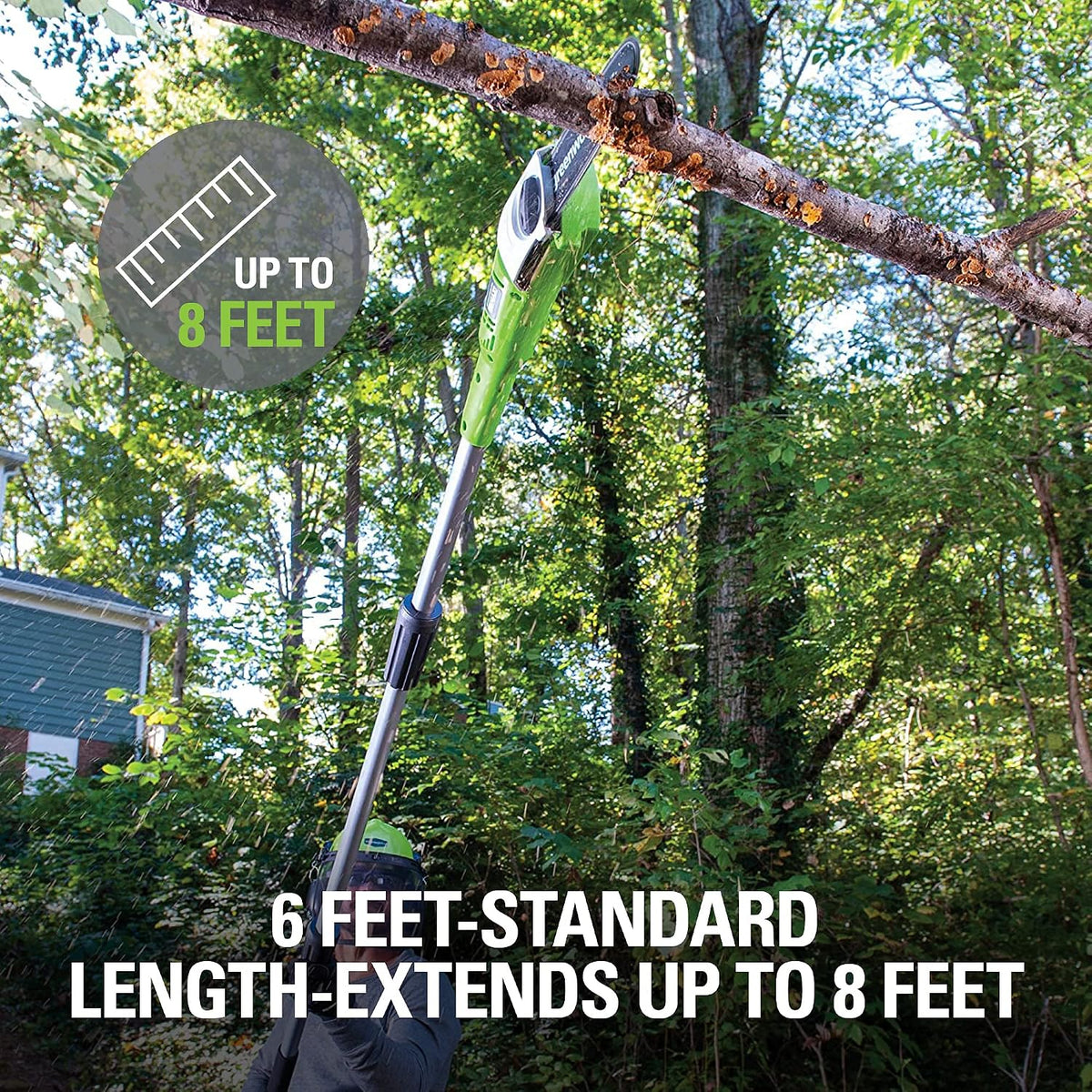 USED Greenworks 20192 8.5-Inch 6.5 Amp Electric Corded Pole Saw, Green